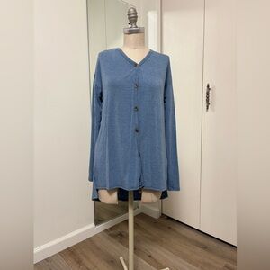 Hopely Woman's Blue Button Front Long Sleeve Casual Top | Size Small  NWT